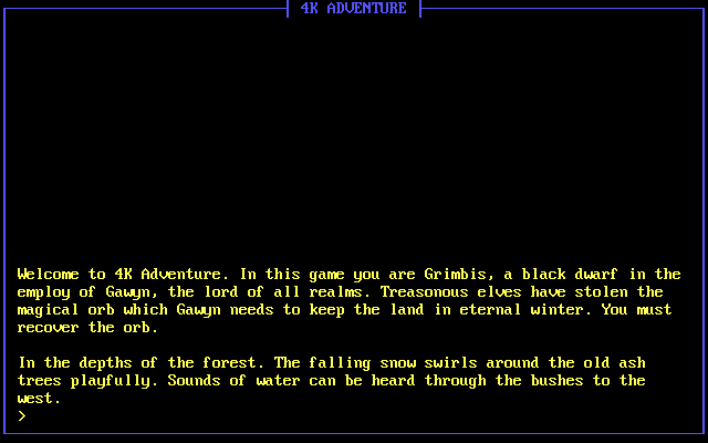 Title screen of 4K Adventure