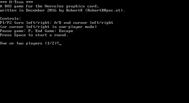 Title screen of H-Tron