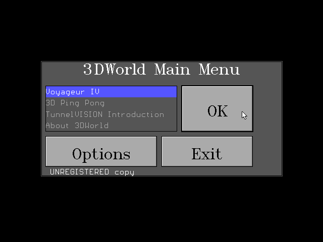 Title screen of 3DWorld