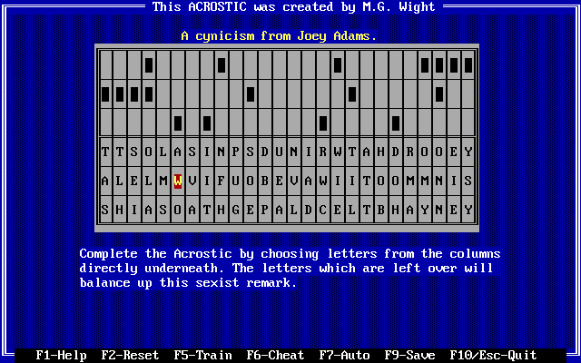 Gameplay of Acrostix