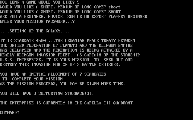 Gameplay of Super Star Trek (1995)