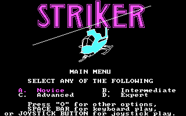 Title screen of Striker (1985)