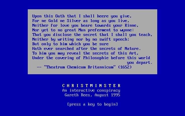Title screen of Christminster