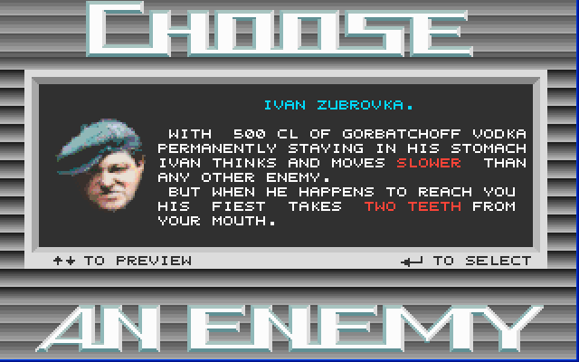 Title screen of Choose an Enemy