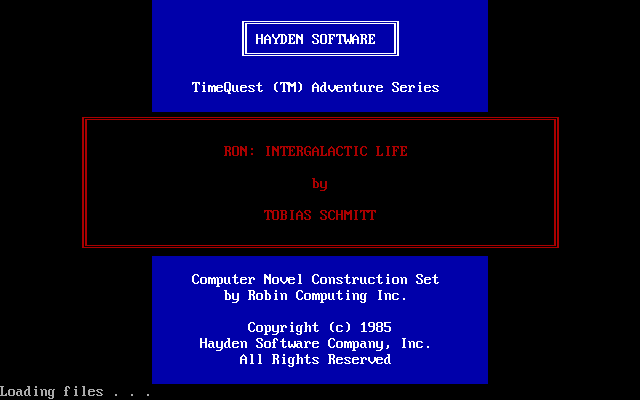 Title screen of Intergalactic Life