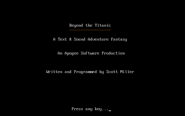 Title screen of Beyond the Titanic