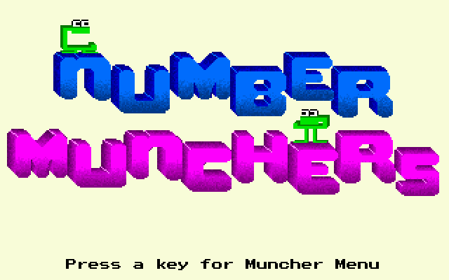 Title screen of Number Munchers