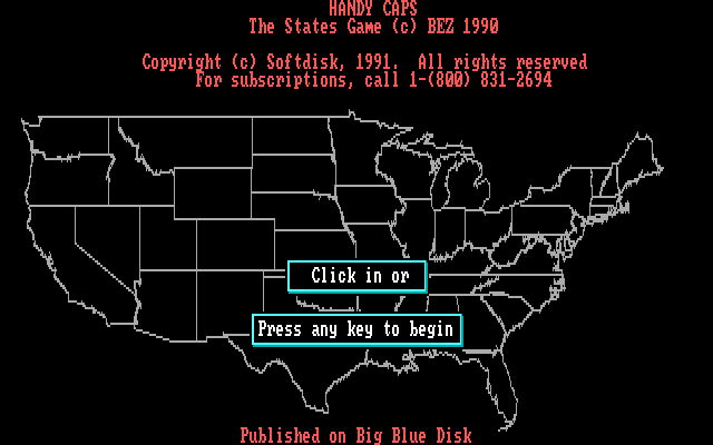 Title screen of Handy Caps