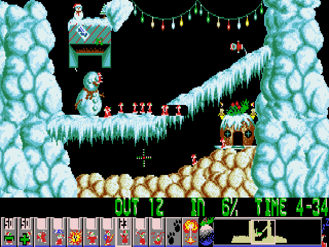 Gameplay of Xmas Lemmings (1992)