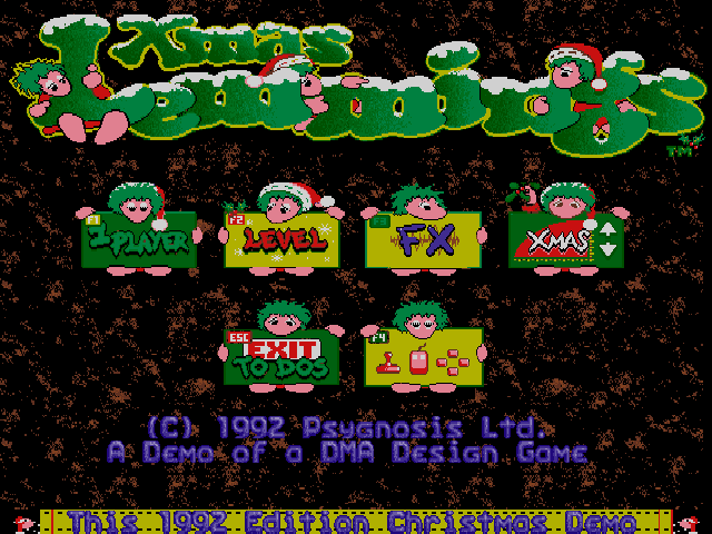 Title screen of Xmas Lemmings (1992)