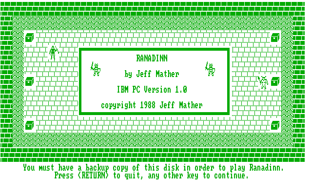Title screen of Ranadinn