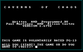 Title screen of Caverns of Chaos