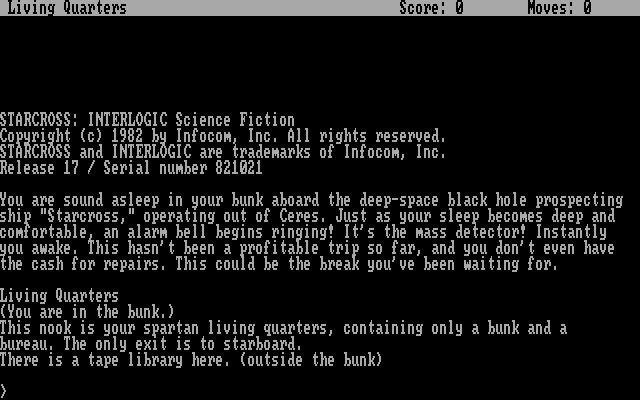 Title screen of Starcross