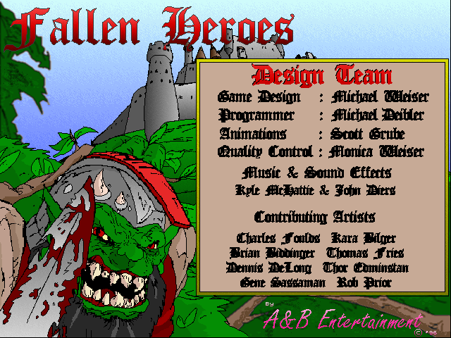 Title screen of Fallen Heroes