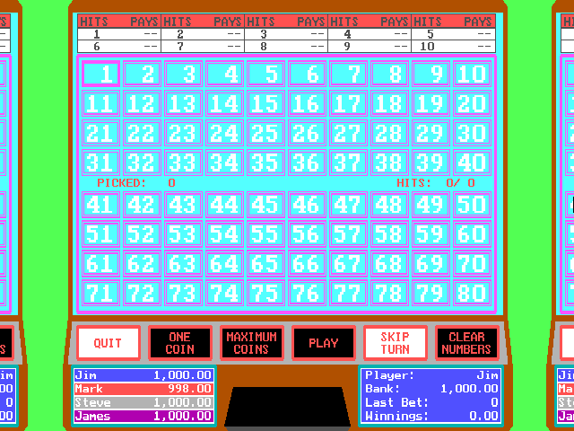 Gameplay of 4 Queens Computer Casino
