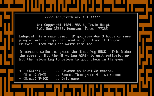 Title screen of Labyrinth (1986)