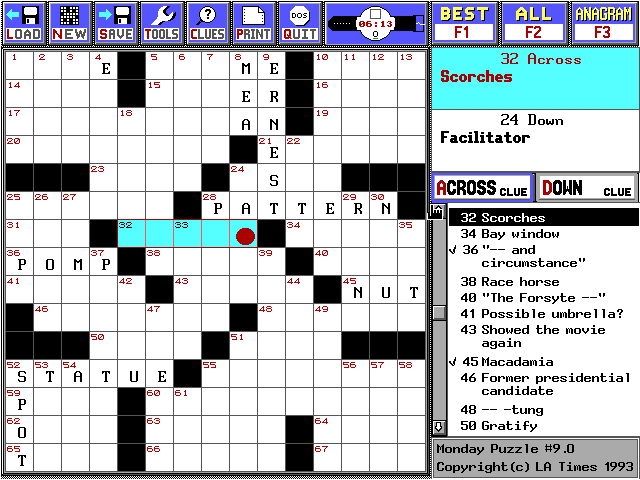 Gameplay of CrossWorld: The LA Times Edition