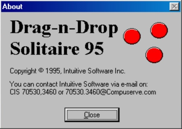 Title screen of Drag-n-Drop Solitaire 95