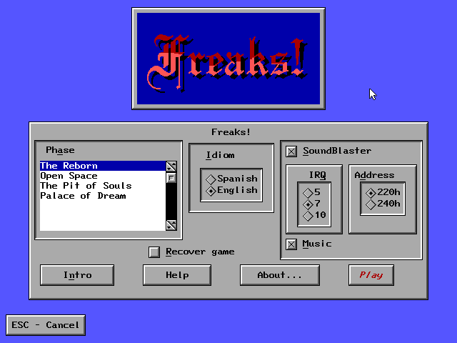 Title screen of Freaks