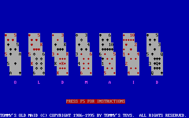 Title screen of Tommy's Old Maid