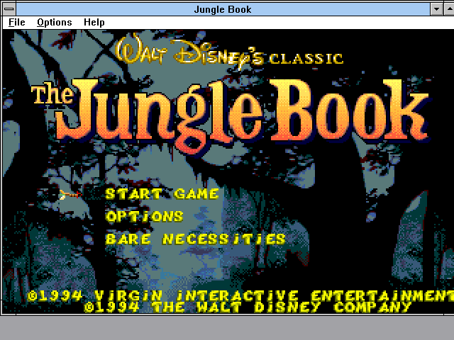 Title screen of Disney's The Jungle Book