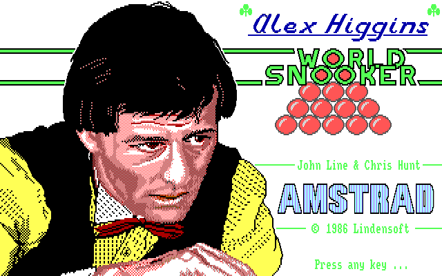 Title screen of Alex Higgins' World Snooker