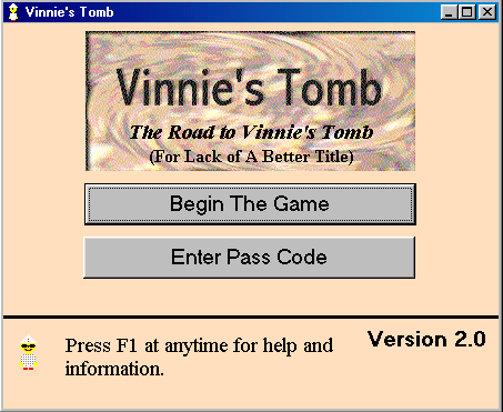 Title screen of Vinnie's Tomb: Chapter One - The Road to Vinnie's Tomb