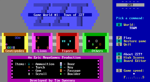 Title screen of ZZT