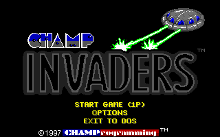 Title screen of CHAMP Invaders