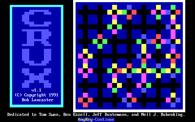 Title screen of Crux
