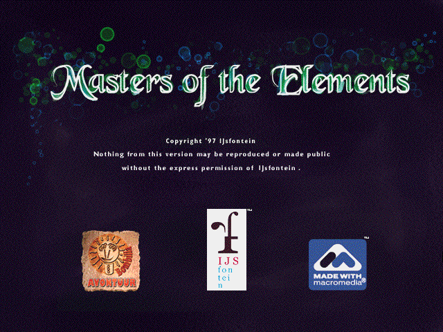 Title screen of Masters of the Elements
