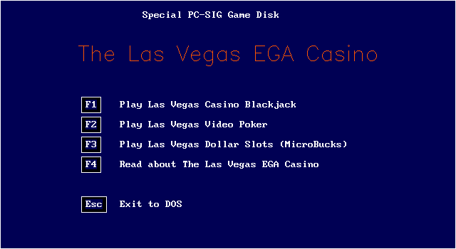 Title screen of The Las Vegas EGA Casino