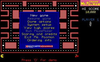 Title screen of CHAMP Ms. Pacman