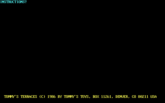 Title screen of Tommy's Terraces