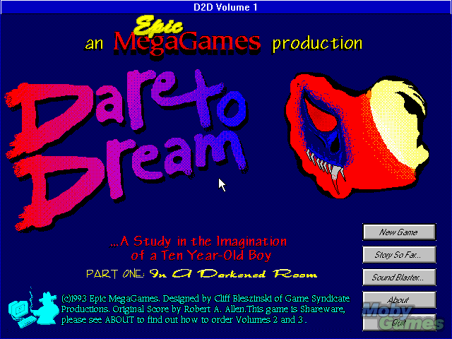 Title screen of Dare to Dream Part One: In a Darkened Room