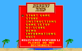 Title screen of Skunny's Desert Raid