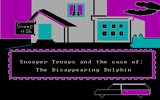 Title screen of Snooper Troops: Case #2 - The Case of the Disappearing Dolphin