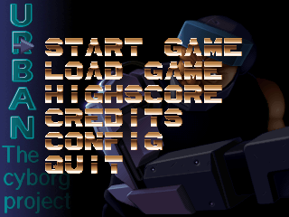 Title screen of U.R.B.A.N The Cyborg Project