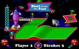 Gameplay of Fuzzy's World Of Miniature Space Golf