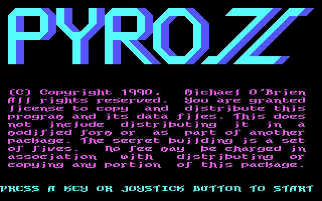 Title screen of Pyro II