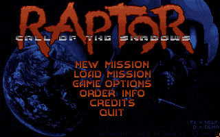 Title screen of Raptor: Call of the Shadows