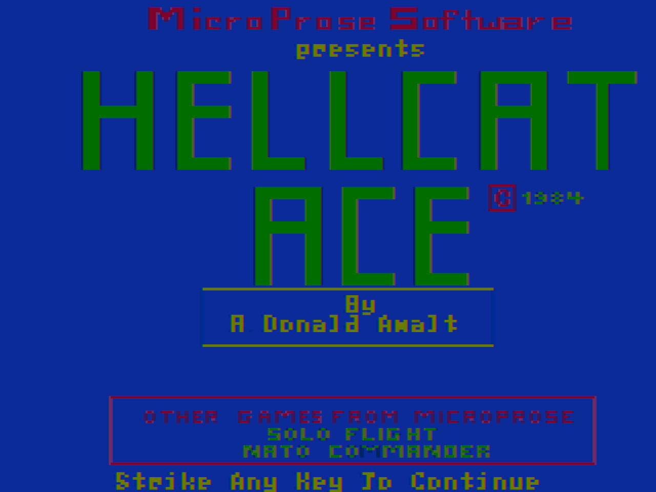 Title screen of Hellcat Ace