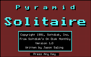 Title screen of Pyramid Solitaire