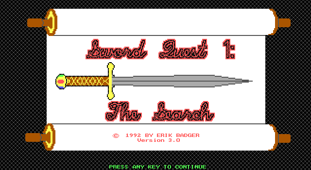 Title screen of Sword Quest 1: The Search