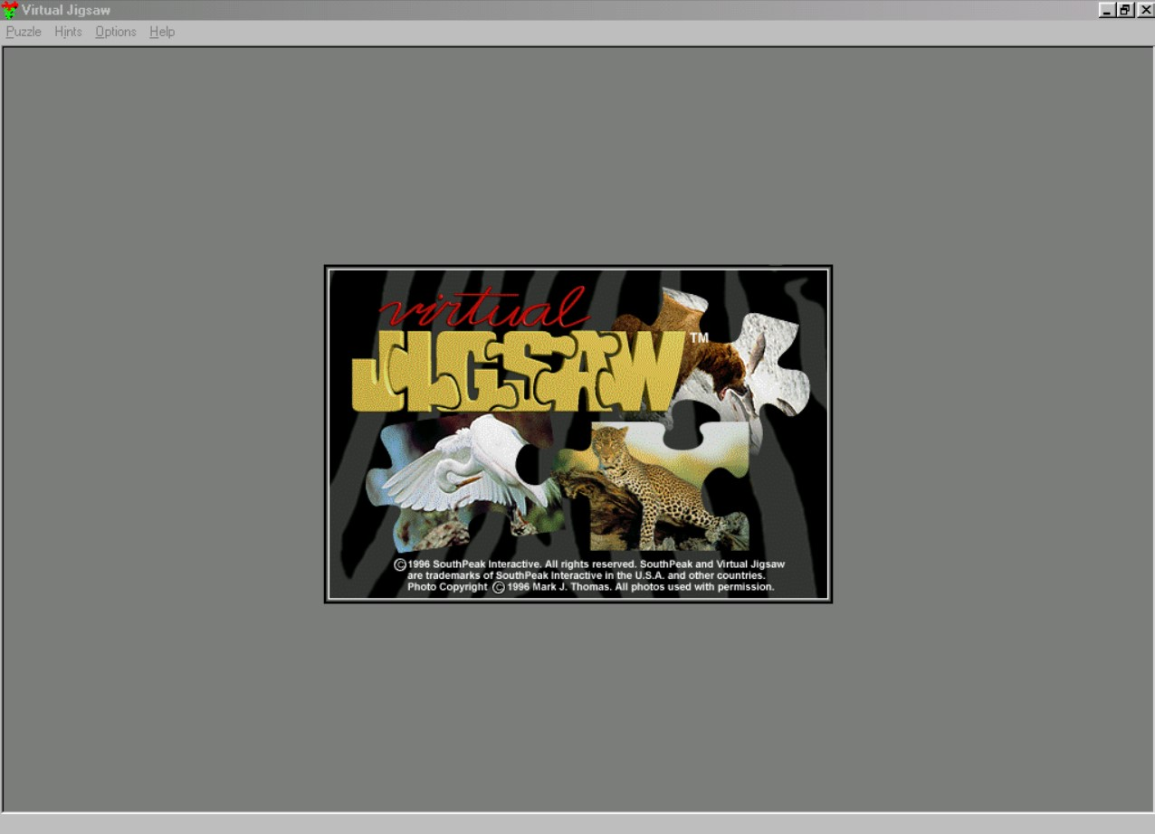 Title screen of Virtual Jigsaw: Wildlife Edition