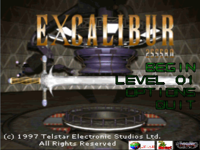 Title screen of EXCALIBUR 2555 A.D.