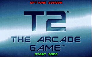 Title screen of T2: The Arcade Game