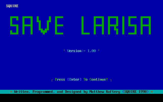 Title screen of Save Larisa