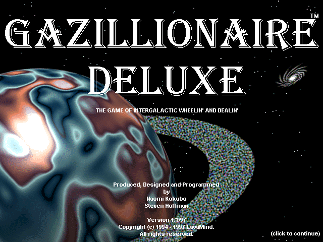 Title screen of Gazillionaire Deluxe