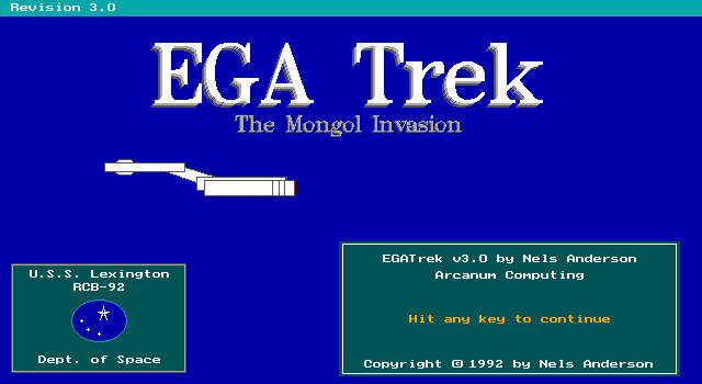 Title screen of EGA Trek